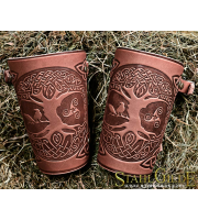 A Pair of Leather Cuffs Yggdrasil World Tree with Celtic design: a Pair